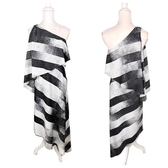Halston Heritage Dresses & Skirts - NWT Halston Heritage black white asymmetric one shoulder midi maxi dress 4